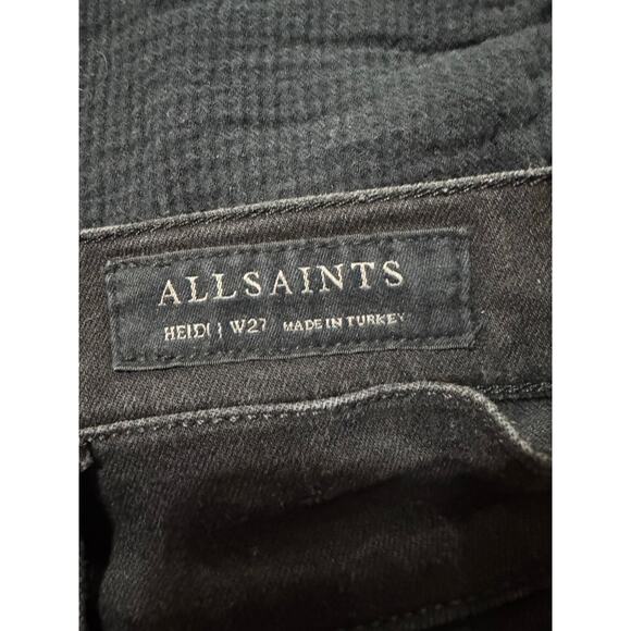 Women's AllSaints Heidi Kick Flare Cropped Faded Black Raw Hem Jean in size 27 - Picture 4 of 4